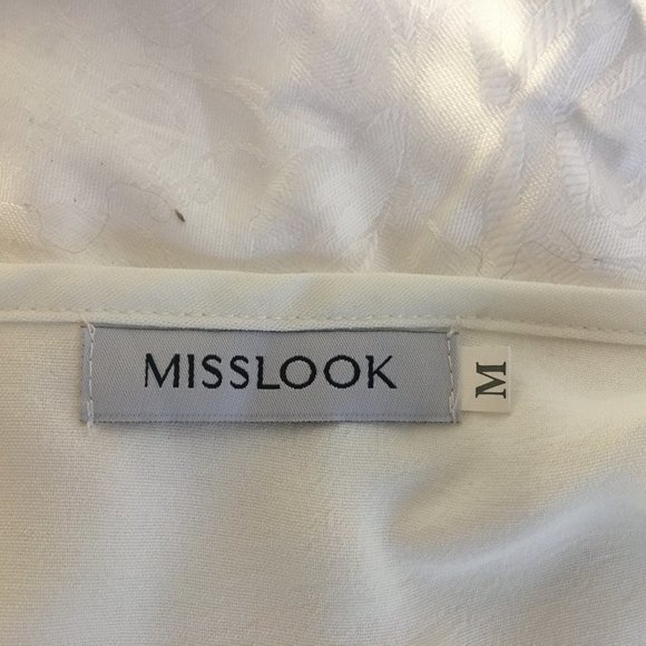 MissLook Womens Button Floral Print Light Blouse Top Sz Med White Floral Flower - Picture 11 of 13